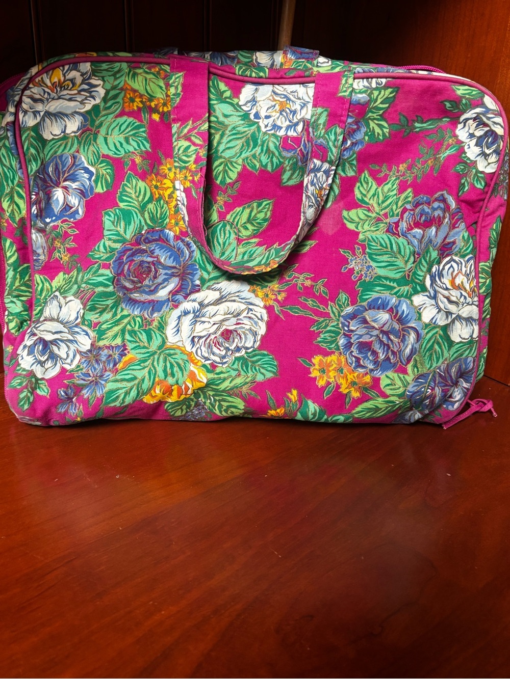 vintage Ted Lapidus Paris floral cosmetic travel case.